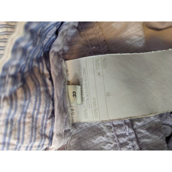 Mens Size 33 Shorts Blue Seersuck Striped Casual Bermuda Walking Pockets - Picture 8 of 9